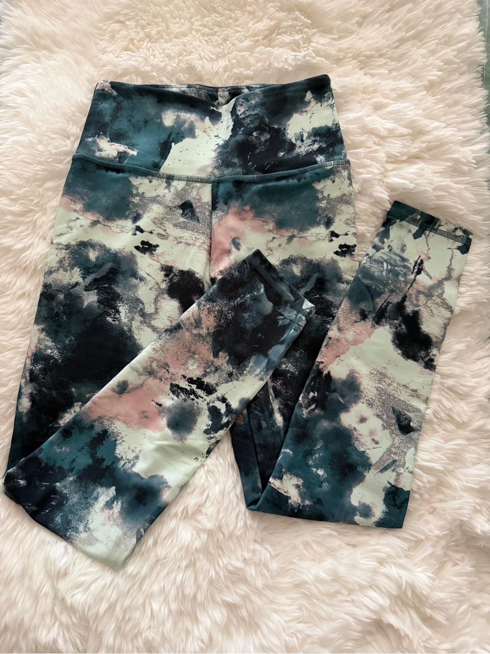 Balance Collection Women’s Tie-Dye Leggings in Teal, Black & Pink